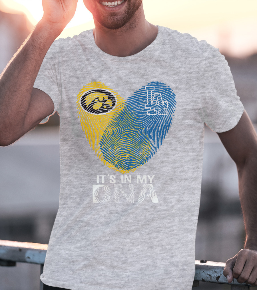 It's In My DNA Los Angeles Dodgers Iowa Hawkeye Fingerprint T-Shirt