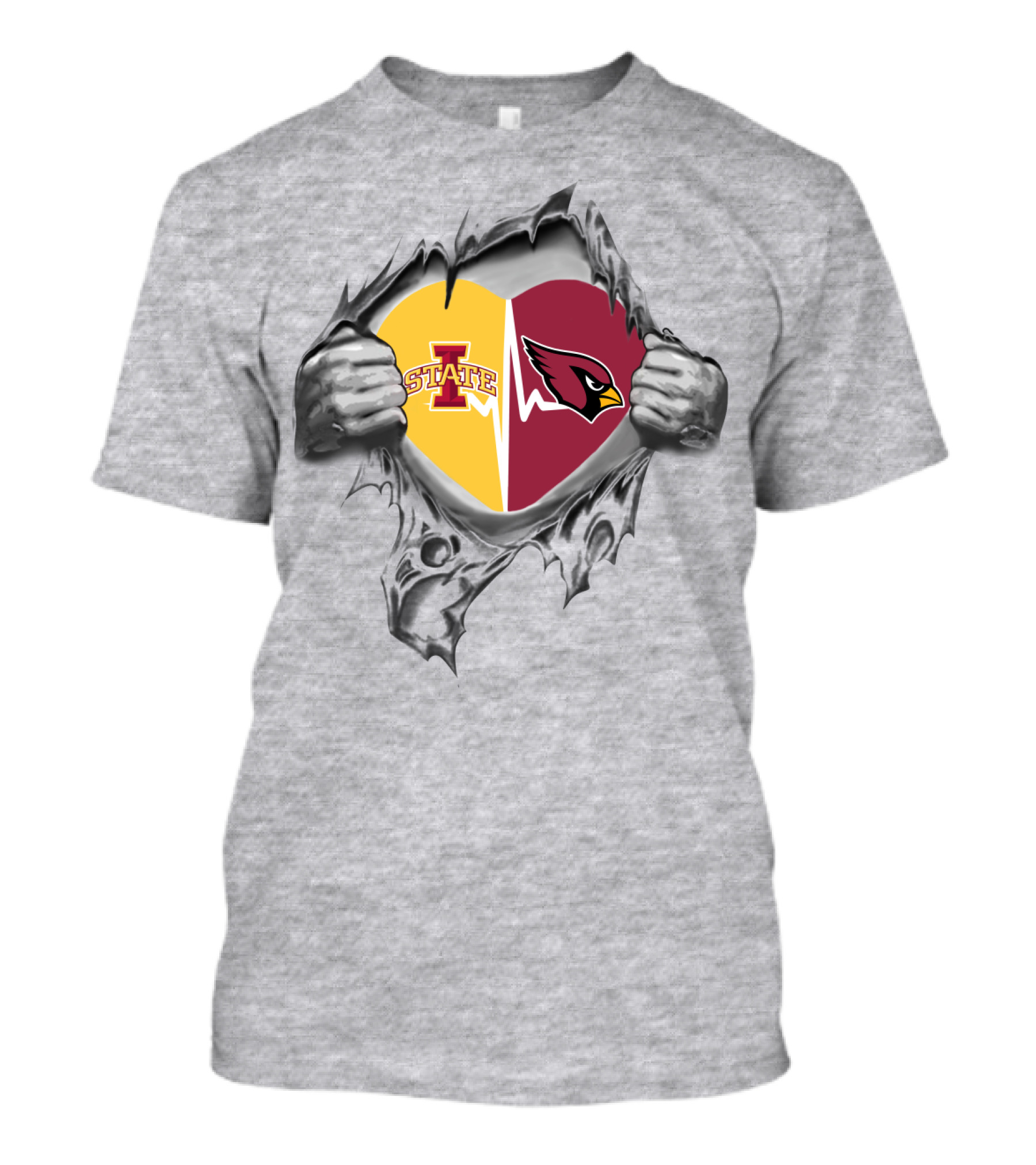 Iowa State Cyclones Arizona Cardinals Heart Fusion T-Shirt