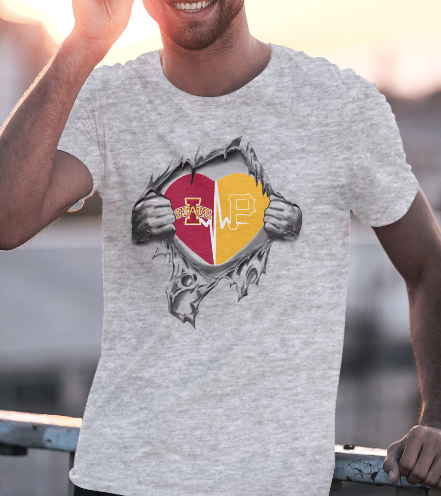 Iowa State Pittsburgh Pirates Heartbeat Split T-Shirt