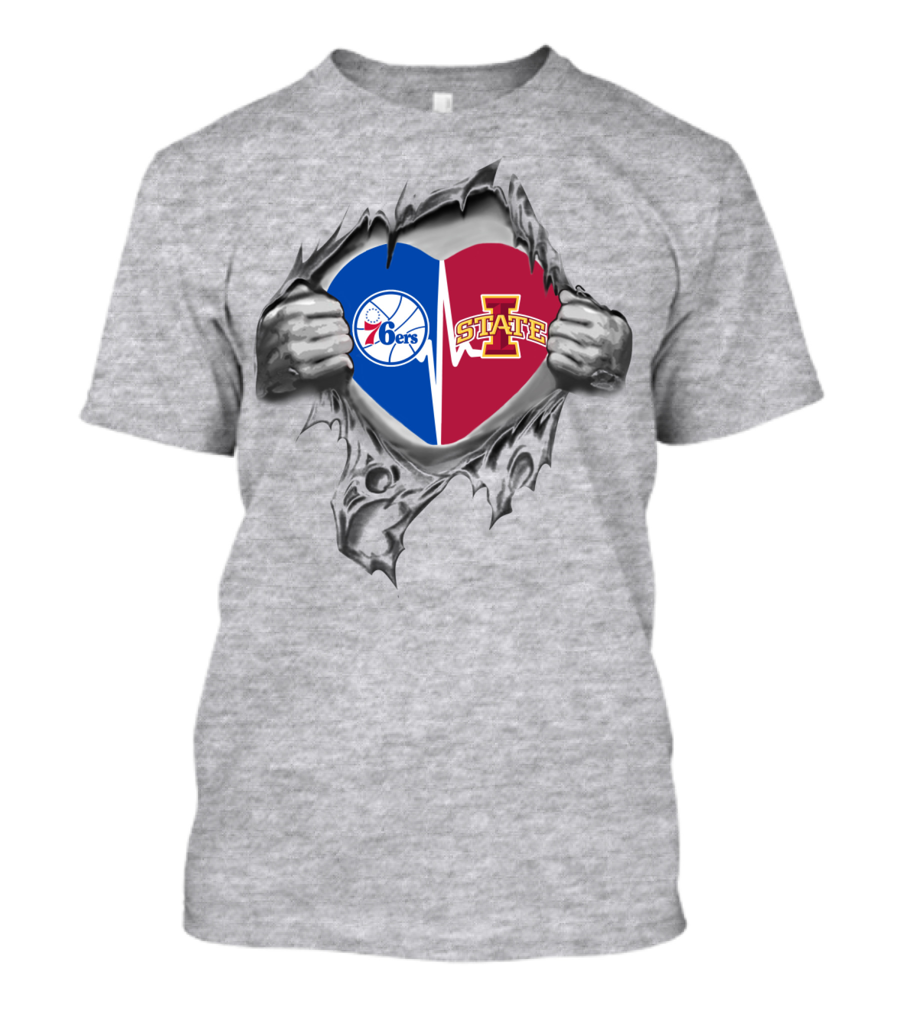 Philadelphia 76ers Iowa State Heart Logo Fusion T-Shirt