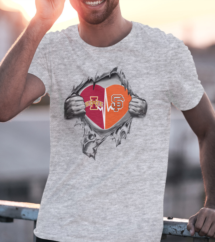 Iowa State Cyclones San Francisco Giants Split Heart T-Shirt