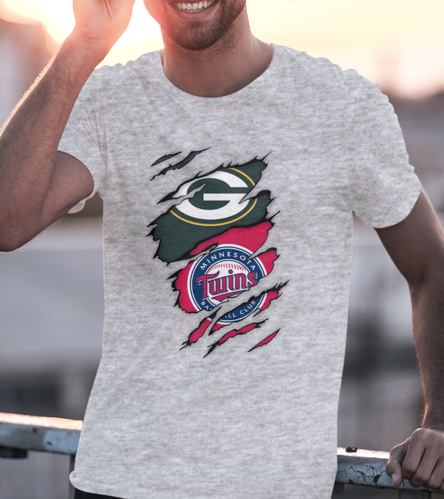 Minnesota Twins Baseball Club Green Bay Packers T-Shirt
