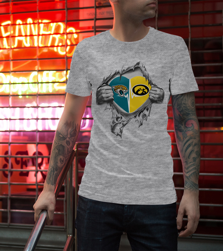 Jacksonville Jaguars Hawkeyes Heart Tear T-Shirt