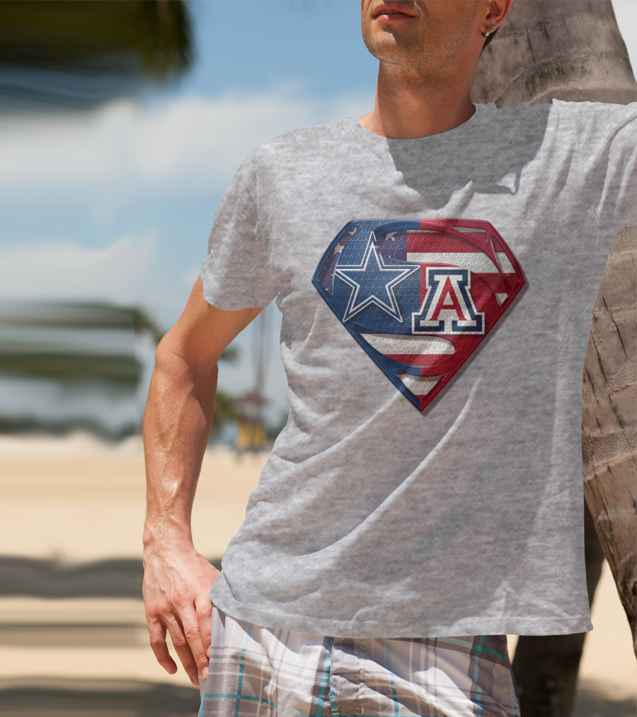 Dallas Cowboys Arizona Wildcats Superman Logo American Flag T-Shirt