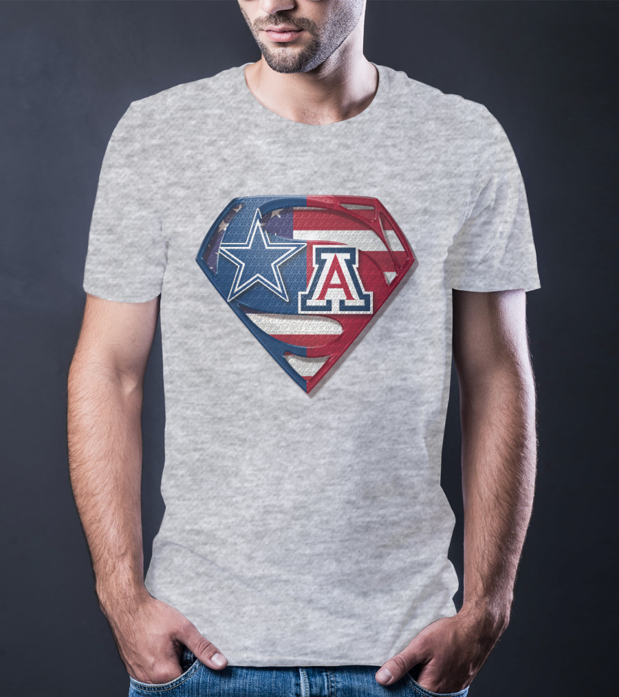 Dallas Cowboys Arizona Wildcats Superman Logo American Flag T-Shirt
