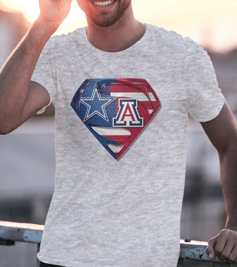 Dallas Cowboys Arizona Wildcats Superman Logo American Flag T-Shirt