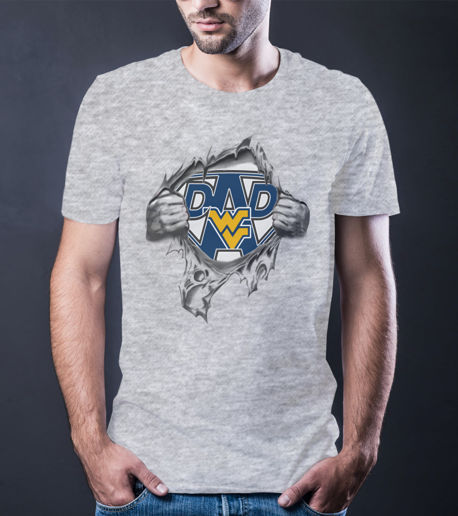 West Virginia University Super Dad Logo With Ripped Skin Effect T-Shirt