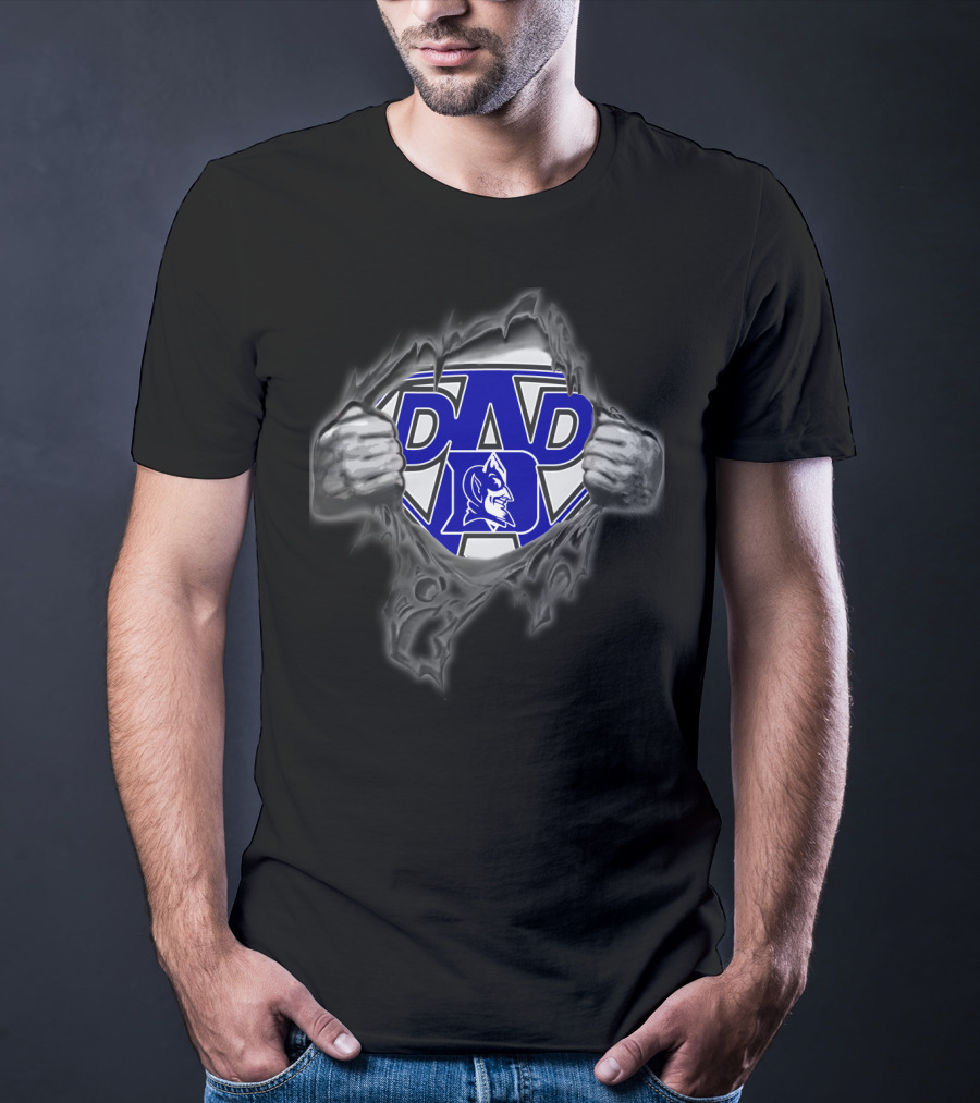 Duke Blue Devils Super Dad Emblem With Torn Shirt Effect T-Shirt