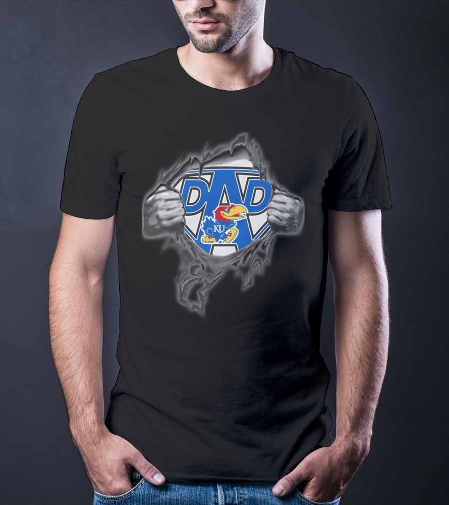 KU Jayhawks Super Dad Shield Logo Hero T-Shirt