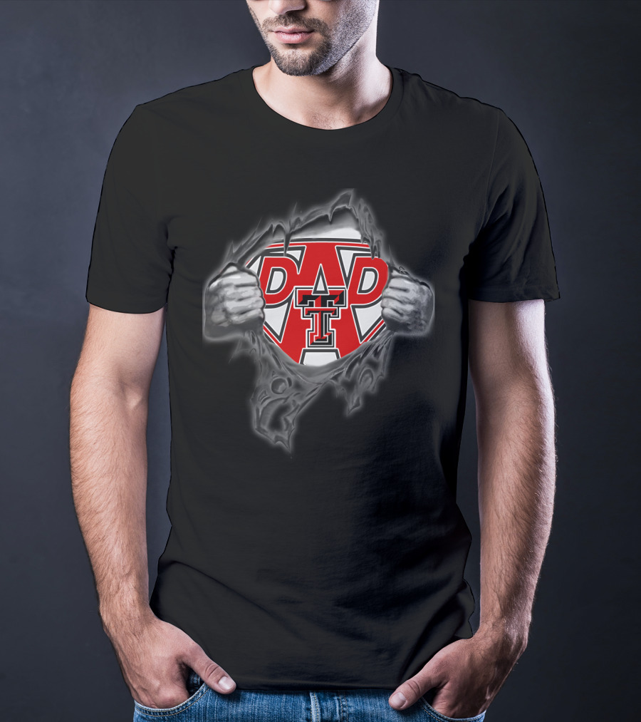 Texas Tech University Red Raiders Dad Superhero Emblem T-Shirt