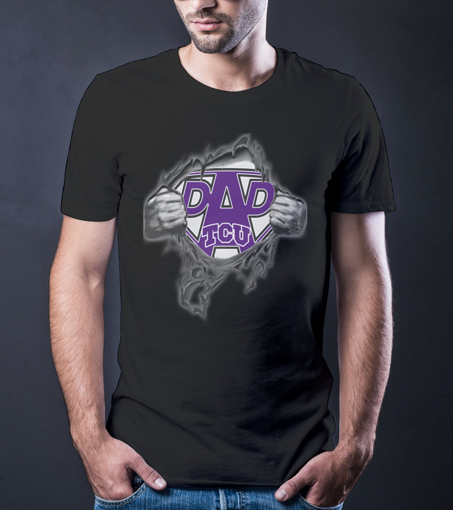 TCU Dad Superhero Emblem Hands Ripping Effect T-Shirt