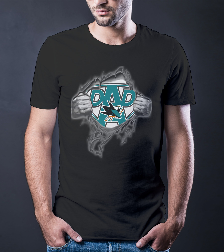 Jose Sharks Super Dad Logo DAD T-Shirt