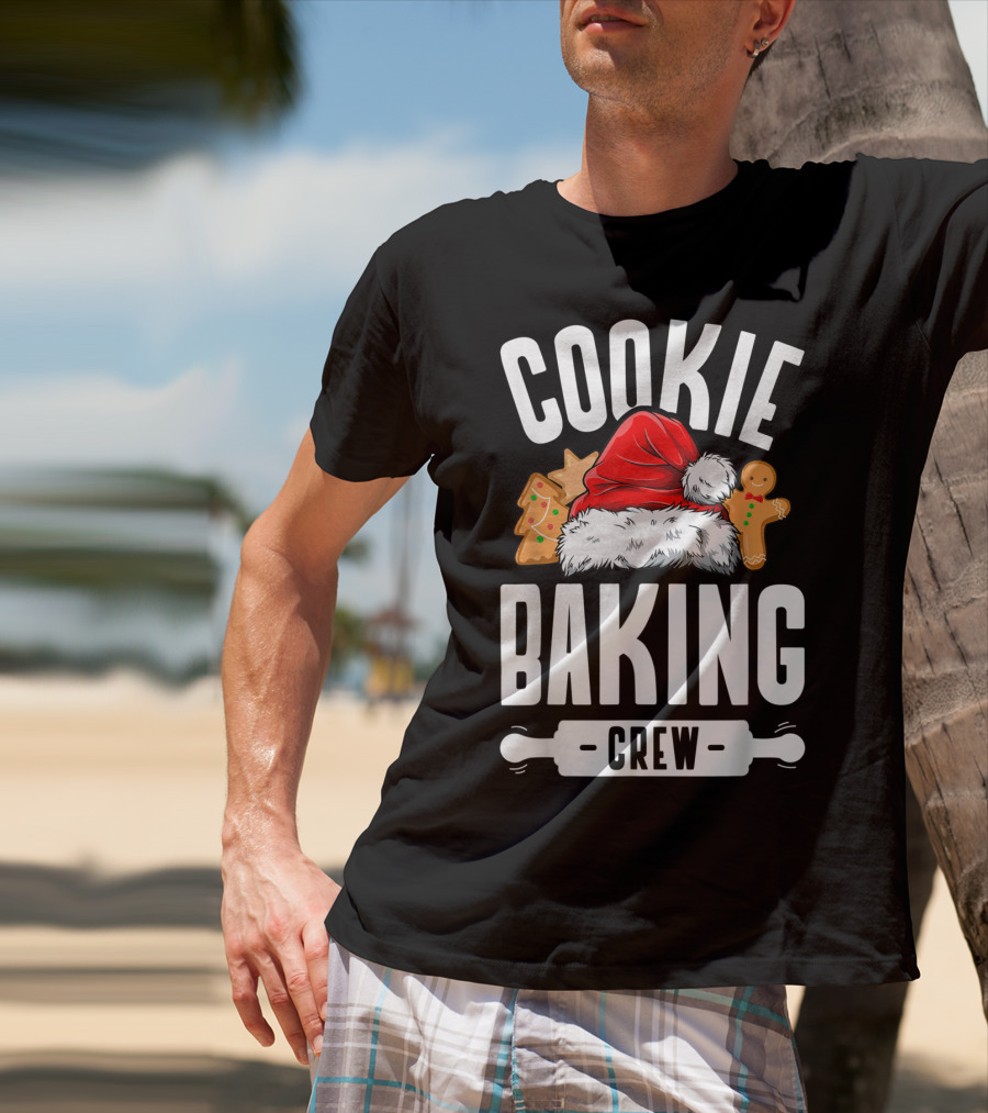 Cookie Baking Crew Christmas Santa Hat Gingerbread Family T-Shirt