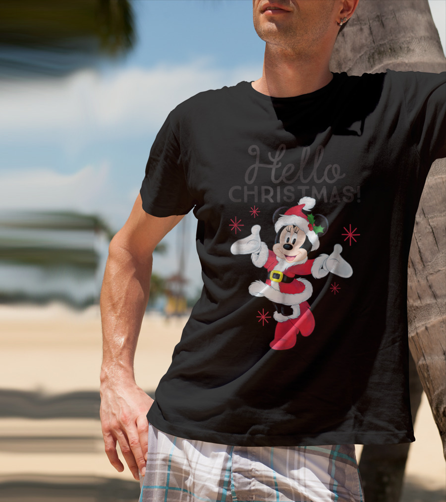 Disney Santa Minnie Mouse Hello Christmas T-Shirt