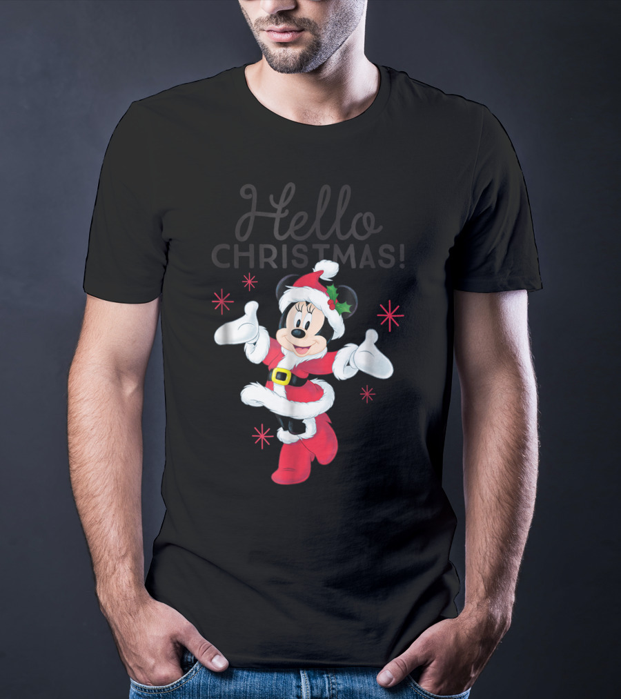 Disney Santa Minnie Mouse Hello Christmas T-Shirt