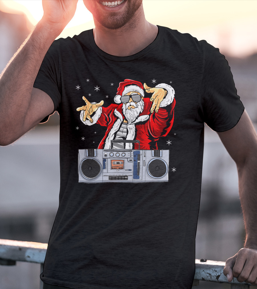 Santa Claus DJ Hip Hop Boombox T-Shirt