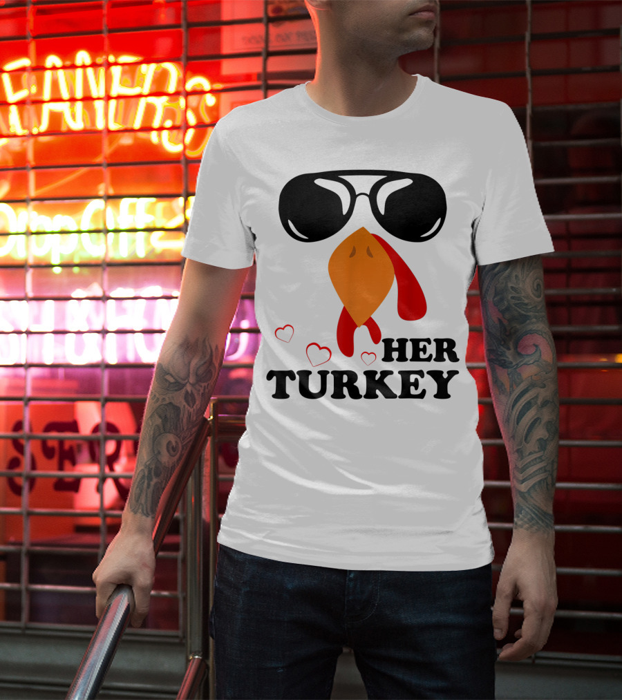 Her Turkey Funny Men's Matching Thanksgiving T-Shirt