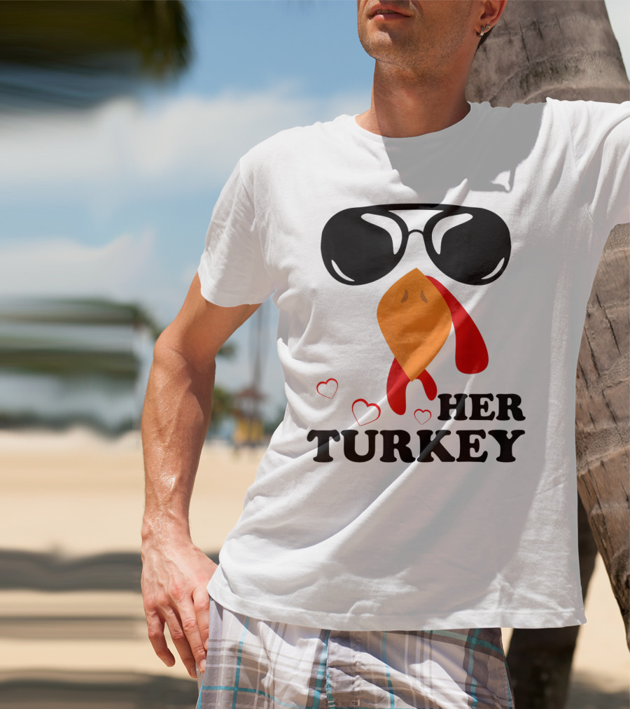 Her Turkey Funny Men's Matching Thanksgiving T-Shirt