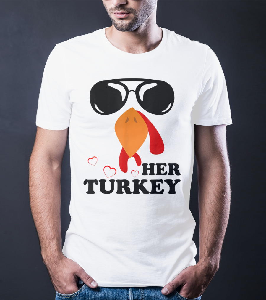 Her Turkey Funny Men's Matching Thanksgiving T-Shirt