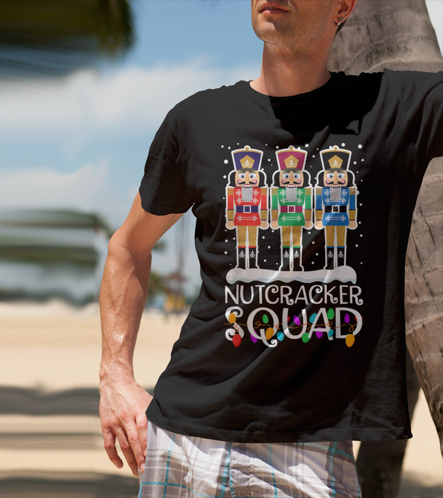 Nutcracker Squad Holiday Ballet Dance Christmas Lights T-Shirt