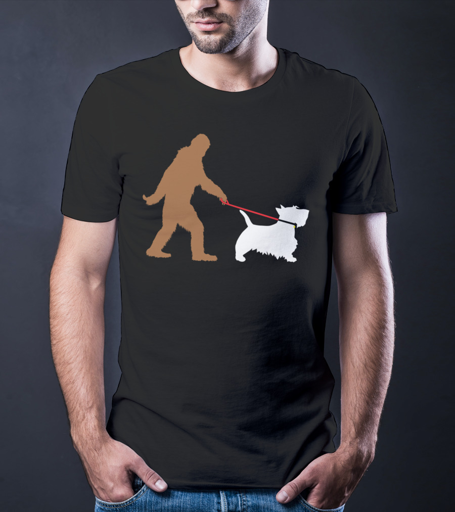 Bigfoot Walking Scottish Terrier Dog Leash Iconic T-Shirt