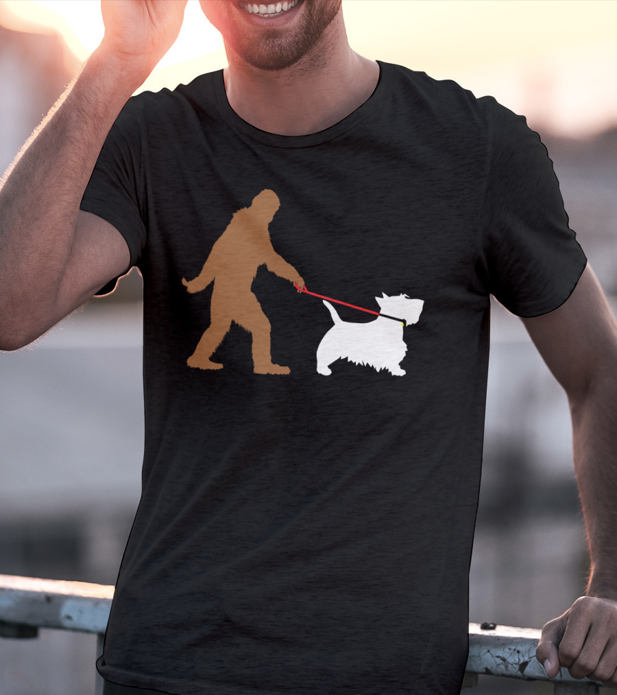 Bigfoot Walking Scottish Terrier Dog Leash Iconic T-Shirt