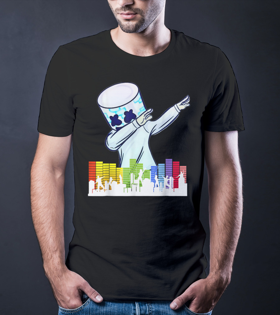 All I Want For Christmas Is Marshmallow Dabbing With Colorful Dance Equalizer T-Shirt