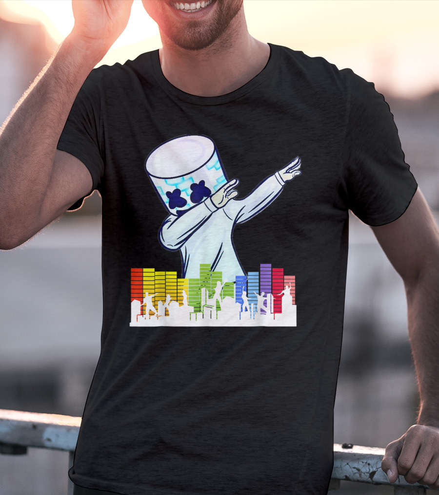 All I Want For Christmas Is Marshmallow Dabbing With Colorful Dance Equalizer T-Shirt