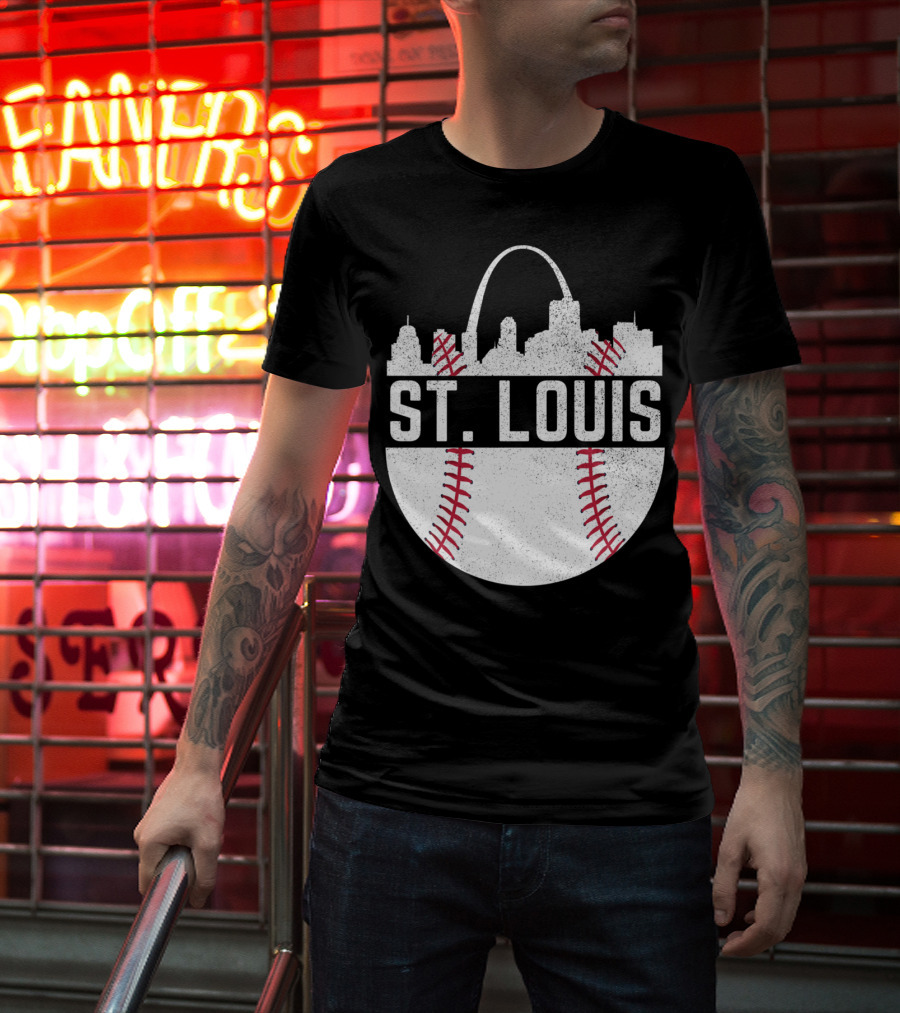St Louis Baseball Skyline Arch T-Shirt