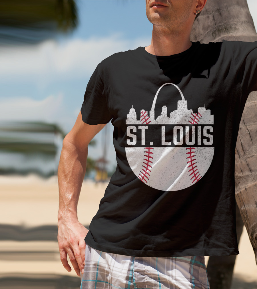 St Louis Baseball Skyline Arch T-Shirt