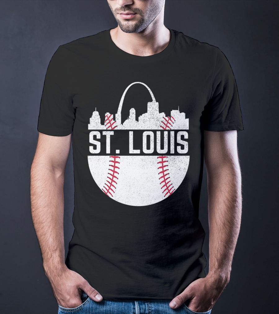 St Louis Baseball Skyline Arch T-Shirt