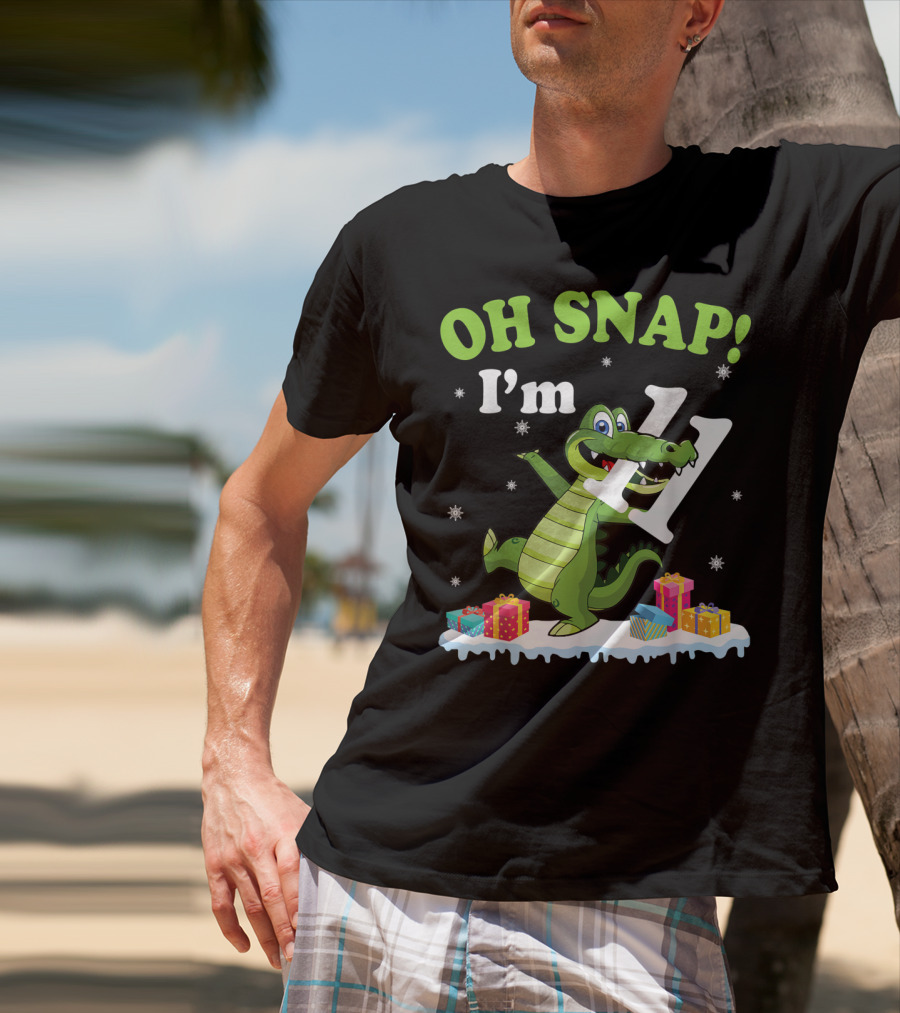 Oh Snap I'm Eleven Crocodile Snow Noel T-Shirt