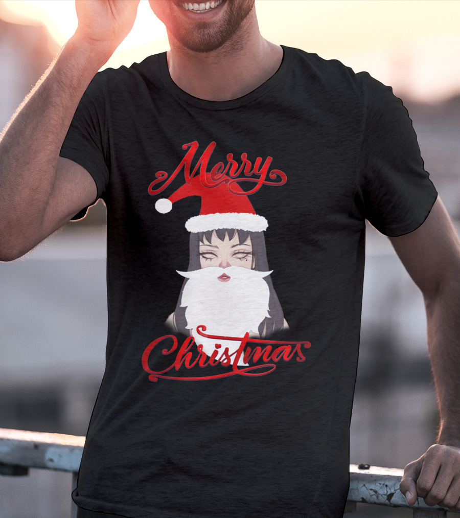Merry Christmas Uzumaki Kirie Goshima Manga Santa Hat And Beard T-Shirt