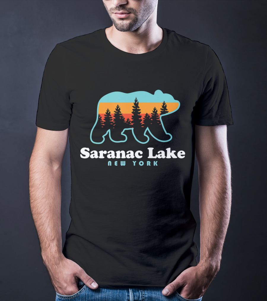 Saranac Lake New York Adirondacks Bear Forest Sunset T-Shirt