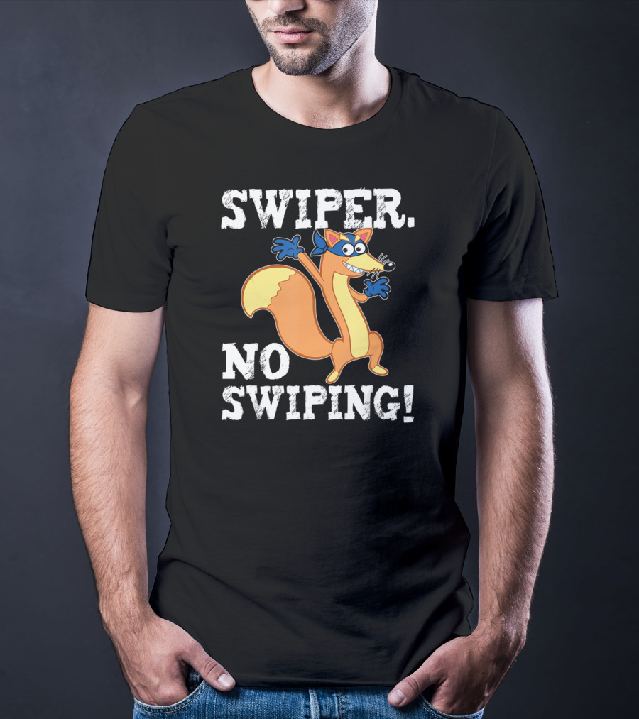 Swiper No Swiping Funny Fox Animated Character Warning T-Shirt