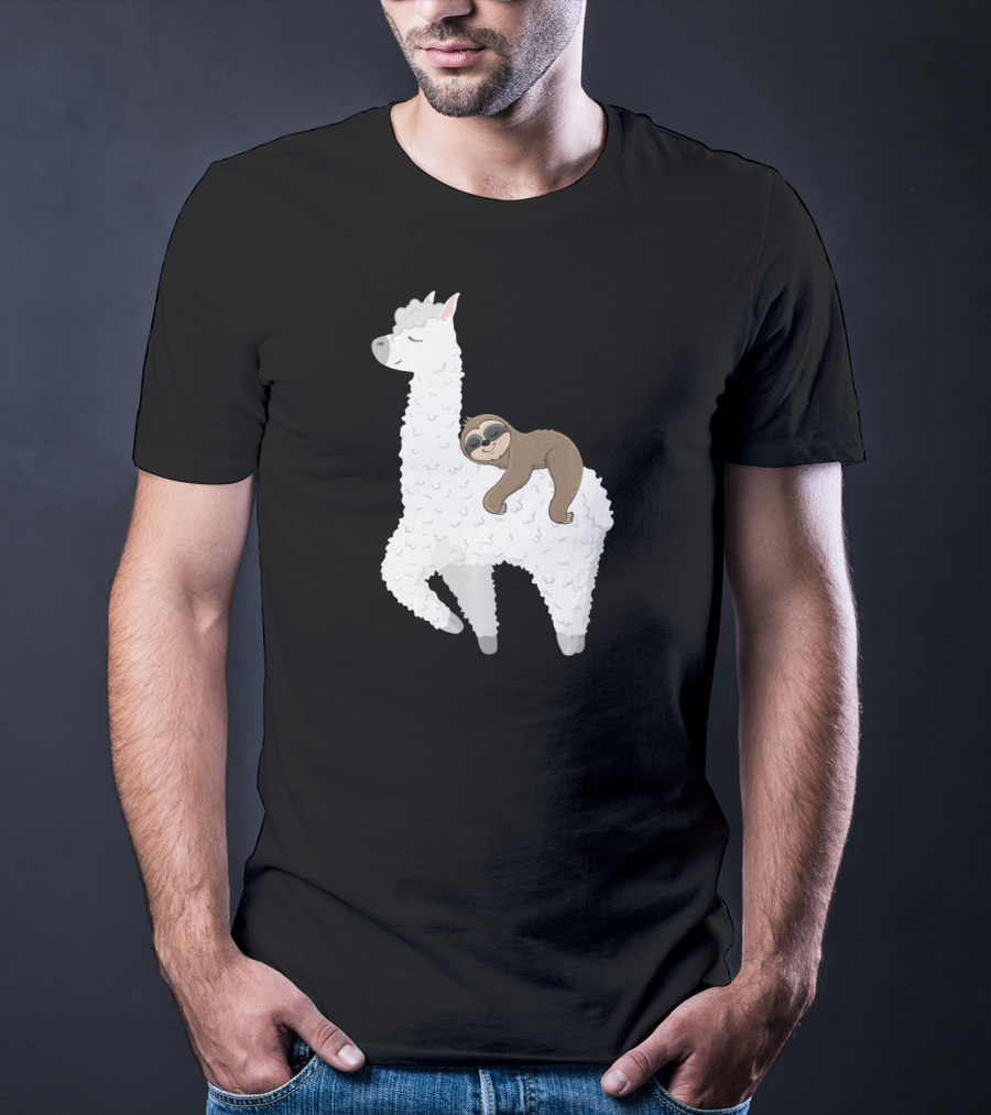 Sloth Best Friends Riding Llama Alpaca T-Shirt