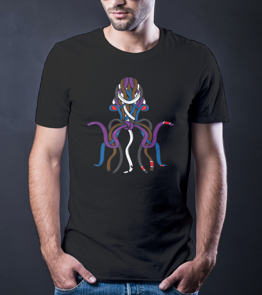 Cool Unique Jiu Jitsu Octopus Belts Brazil Multicolored Tentacles T-Shirt