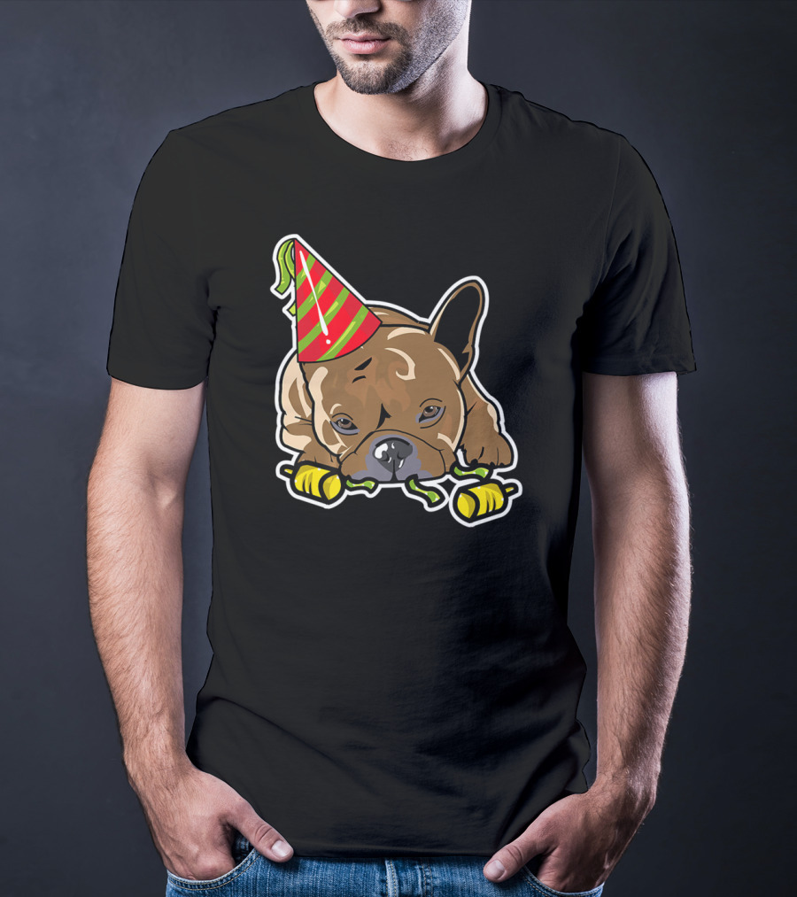 Eve French Bulldog Frenchie Happy New Year Party Hat T-Shirt