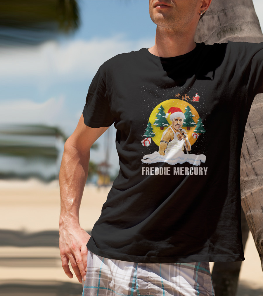 Freddie Mercurys Love Christmas Santa Hat Trees Gifts T-Shirt