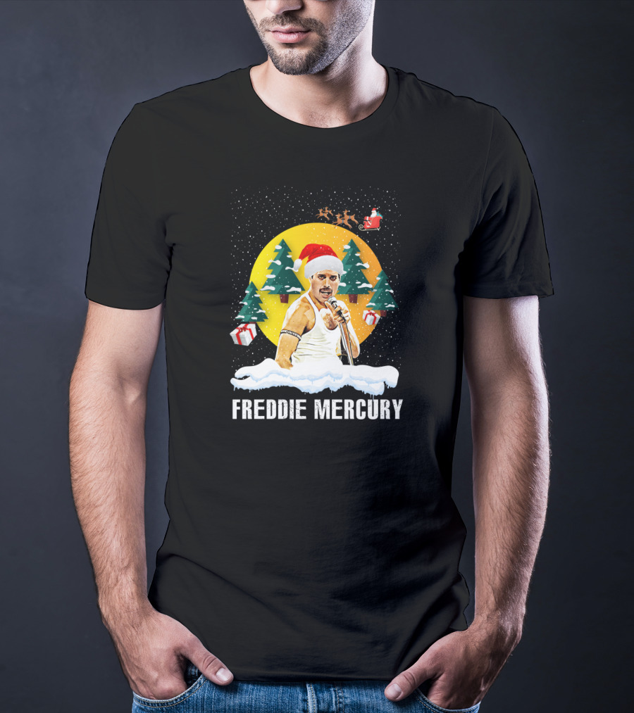 Freddie Mercurys Love Christmas Santa Hat Trees Gifts T-Shirt