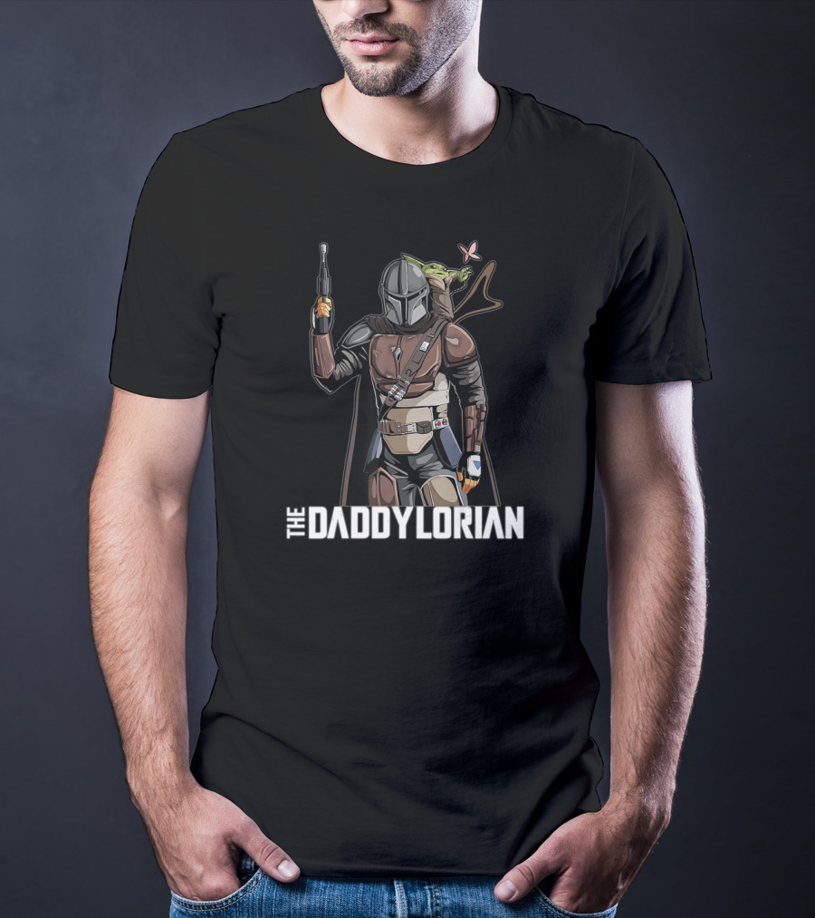 The Daddylorian Daddy Mandalorian Star Wars Parody With Baby Alien Companion T-Shirt