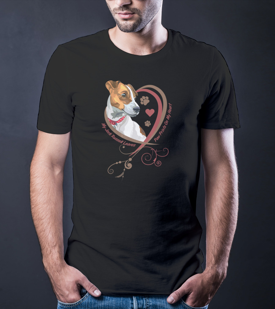 My Jack Russell Leaves Paw Prints On My Heart T-Shirt