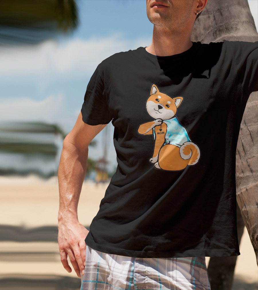 Shiba Tattoos I Love Mom T-Shirt