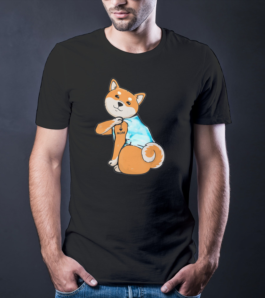 Shiba Tattoos I Love Mom T-Shirt