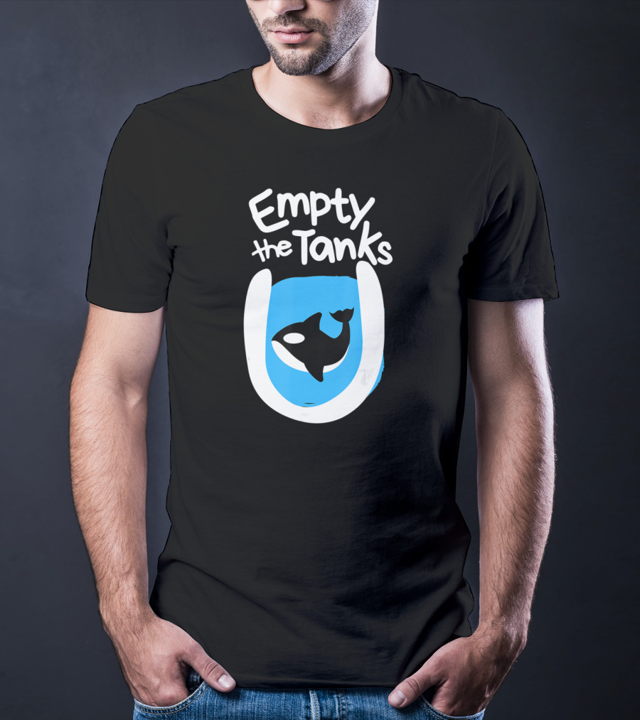 Empty The Tanks Killer Whale Orca Inside Blue Tank Image T-Shirt