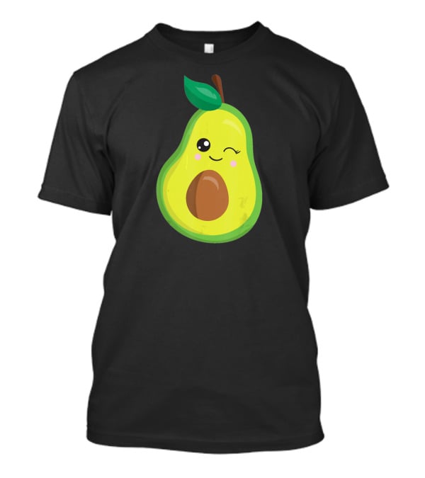 Avocado Vegan Kawaii Winking Cute Face Seed T-Shirt