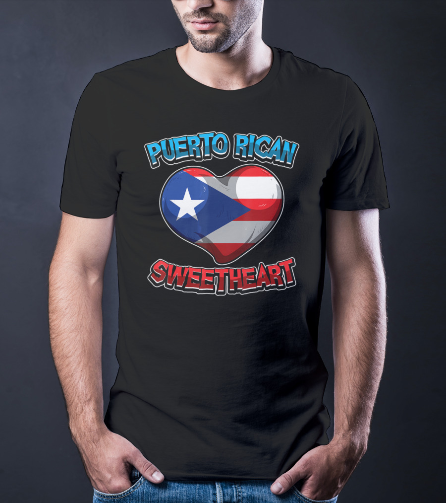Puerto Rican Sweetheart Heart-Shaped Flag T-Shirt