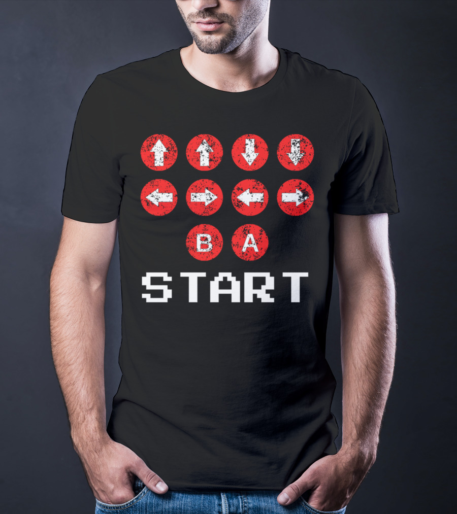 Konami Code Vintage Gaming Up Up Down Down Left Right B A Start T-Shirt