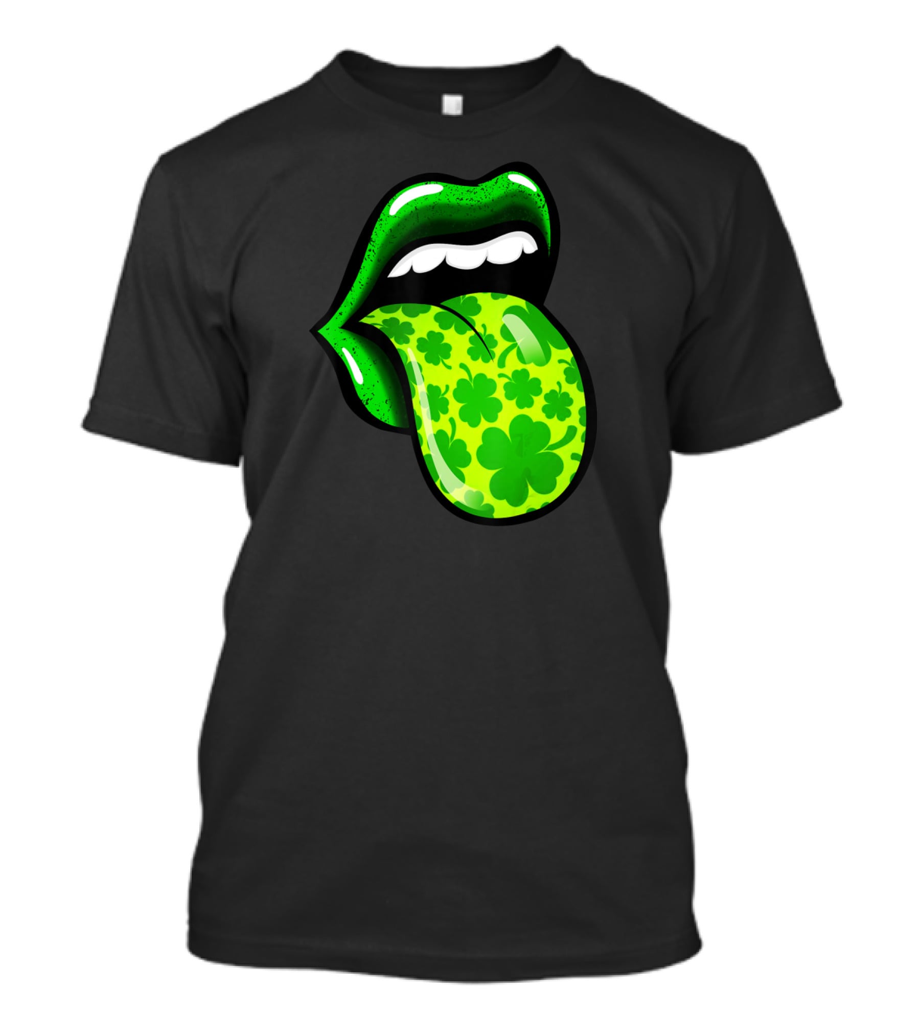 Green Shamrock Lips St Patricks Day Women T-Shirt
