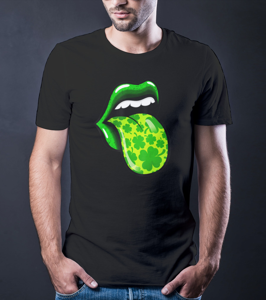 Green Shamrock Lips St Patricks Day Women T-Shirt